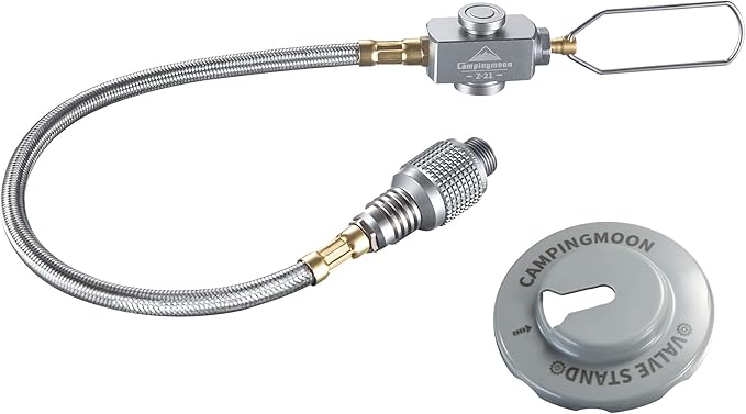 camping moon CAMPINGMOON 9.8-inch Multi-Function Gas Hose for EN417 Lindal Valve Screw-on Type Canister and Device Z21-25