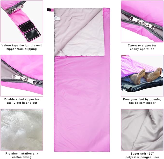 AGEMORE Ultralight Warm Weather Sleeping Bag, Portable Lightweight Waterproof Compact Sleeping Bag with Compression Sack, Fit for Kids Teens or Adults Outdoor Camping, Backpacking & Hiking