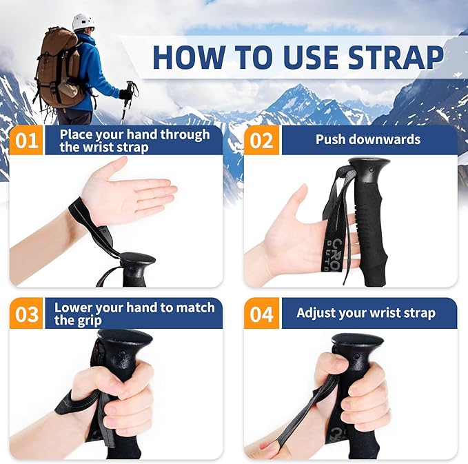 Lightweight Collapsible Trekking Poles for Hiking – 2 Pack Adjustable Hiking Poles, Aluminum Walking Sticks for Skiing, Nordic Walking, Retractable Walking Sticks for Seniors, Women, Men