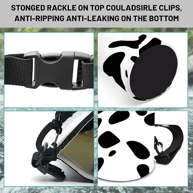 Waterproof Dry Bag,Roll Top Cow Print Black and White Waterproof Backpack 5L/10L/20L Floating and Lightweight Bags for Kayaking, Boating, Fishing, Swimming and Camping with Waterproof Phone Case