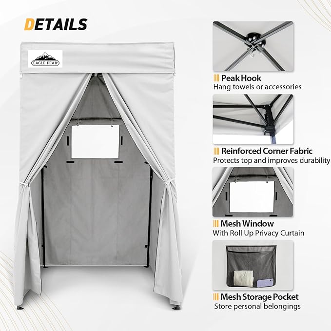 EAGLE PEAK Flex Compact 4x4 Pop-up Canopy Changing Room, Portable Privacy Dressing Room for Indoor Fashion Photoshoots, Camping, or Pool, White