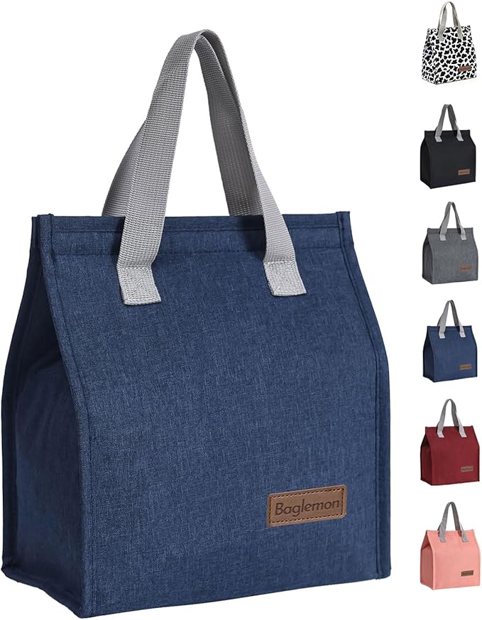 Lunch bag, Insulated Lunch Bag for Women Men, Lunch Containers Reusable Lunch Tote Bags for Work, Travel, Outdoor (Blue)