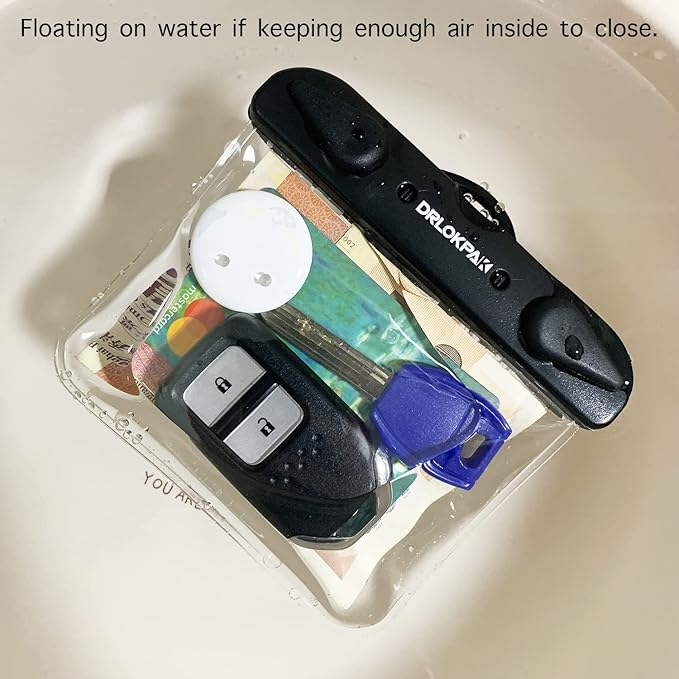 DRLOKPAK Submersible Waterproof Wallet Surf Dry Car Key FOB Case Bag 2Pack Waterproof Pouch Holder For Key Credit Door Ship Card Cash ID Driver Fishing Hunting License(Clear＋Clear