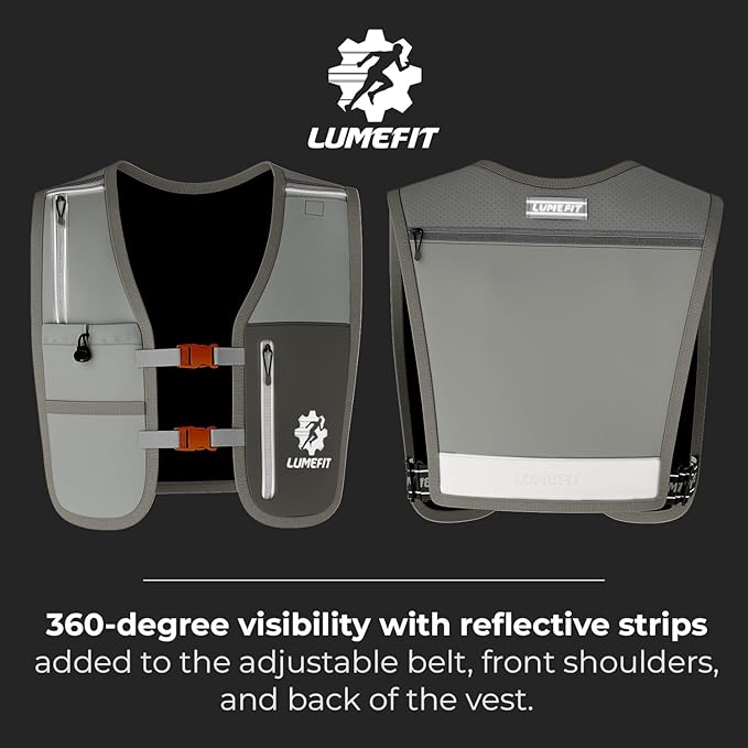LUMEFIT Running Vest Phone Holder - Hydration Vest with Water Bottle- Reflective Vest for Men and Women- Running Hydration Vest Waterproof Phone Pouch