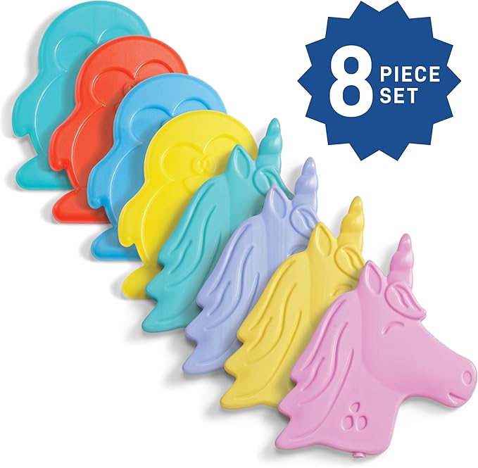 Fit & Fresh Cool Coolers Kids Lunch Box Ice Packs, Slim Ice Packs for Lunch Bags, Reusable, For Daycare and Travel, Multicolored Penguin and Unicorn Set, 8PK