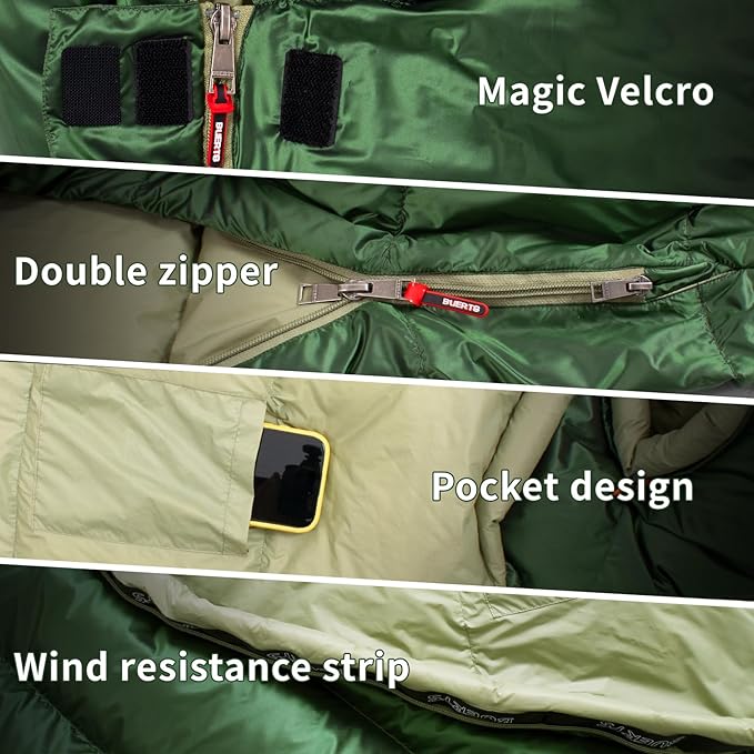 Down Sleeping Bag 620FP,3 Season Ultralight Sleeping Bag for Adults & Teens, Lightweight, Compact for Hiking, Camping & Backpacking.