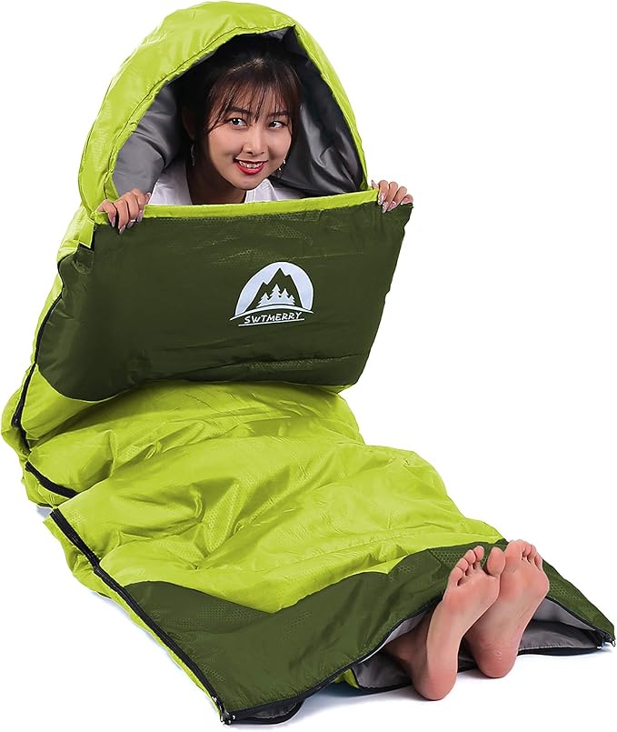 SWTMERRY Sleeping Bag 3 Seasons (Summer, Spring, Fall) Warm & Cool Weather - Lightweight,Waterproof Indoor & Outdoor Use for Kids, Teens & Adults for Hiking and Camping
