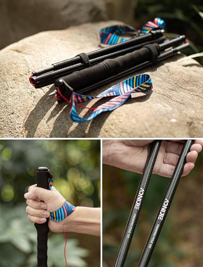 AONIJIE Trekking Poles -2 Ultralight Collapsible Carbon Fiber Hiking Poles with Anti-Shock and Quick Lock System, Folding Walking Sticks for Hiking, Camping