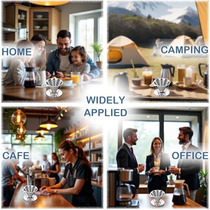 dailybrew Pour Over Coffee Maker, Triple Layer Stainless Steel Cone Coffee Filter, 4 Cup Non-electric Drip Coffee Maker, Manual Portable Pour Over Coffee Maker, Metal Cone Cafe Coffee Dripper