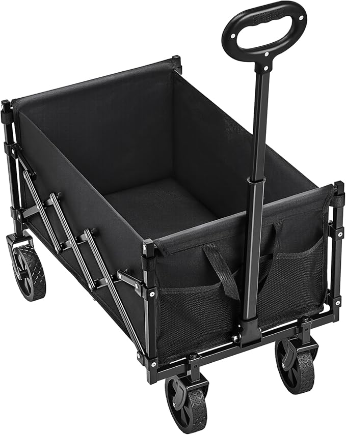 VEVOR Collapsible Folding Wagon with Wheels, Wagons Carts Foldable with 225lbs Capacity, Lightweight Portable Utility Wagon Cart for Grocery Shopping Sports Camping and Garden