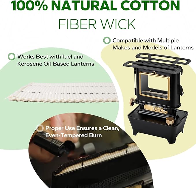Oil Lamp Wicks for Thous Winds Camping Oil Lantern,2-Pack Cotton Oil Lamp Stove Replacement Wicks Compatible with Oil Lamps and Kerosene Lamps