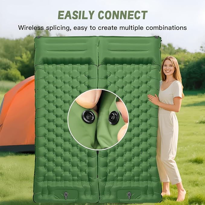 Ultralight Inflatable Sleeping Pad with Built-in Pump, Waterproof, Tear-Resistant, for Camping, Hiking, Backpacking, Outdoor Travel (Olive Green)