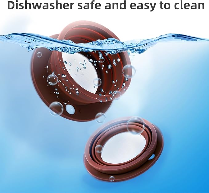 2-Packs Travel Collapsible Paperless Pour Over Coffee Dripper Kit with Stainless Steel Filter, Travel Pour Over Coffee Maker Camping, Silicone Coffee Strainer Pour Over Single Cup (Brown+Black)