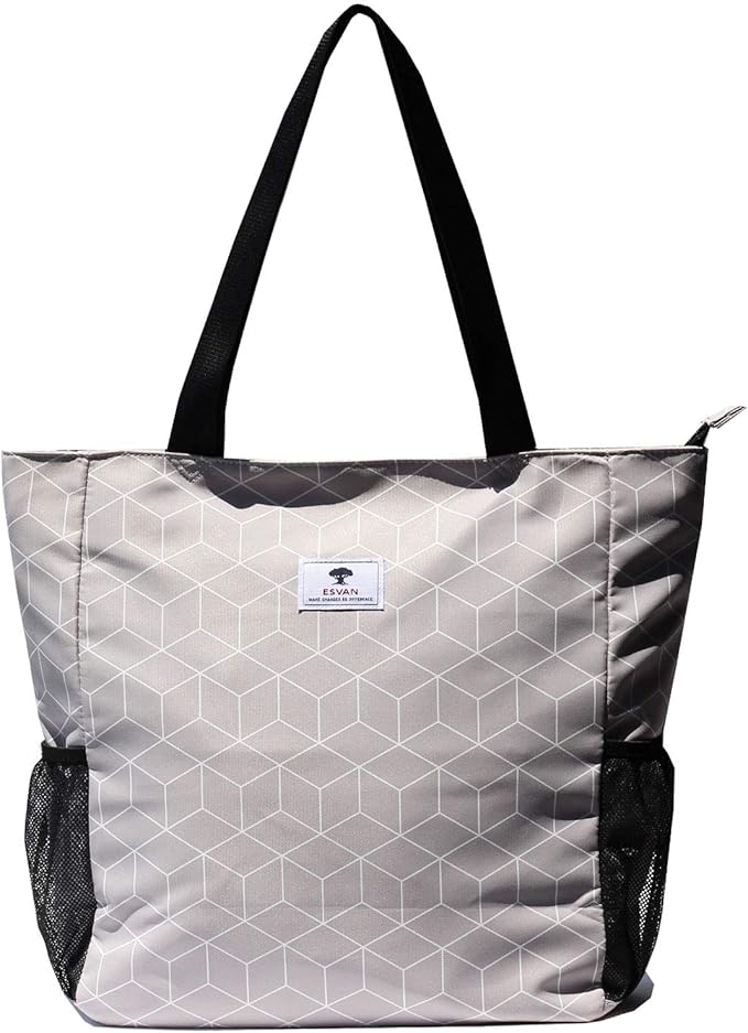 ESVAN Original Floral Water Resistant Large Tote Bag Shoulder Bag for Gym Beach Travel Daily Bags Upgraded