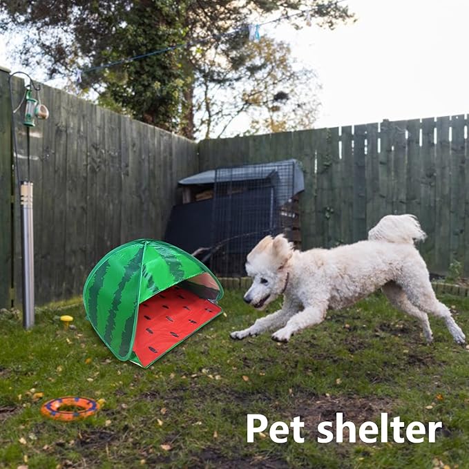 Dog Beach Tent Sun Shelter, 1 Pack Watermelon Portable Automatic Pop-up Sun Shelter Tent Instant Sun Shade Canopy for Puppy Small Pets, L