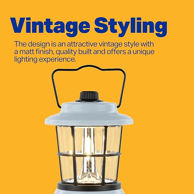 LUXPRO Retro LED Lantern - Battery-Powered Emergency Lantern - Water Resistant - Bright LED Lamp for Indoor & Outdoor Use - Use for Tents, Hiking or Hurricane Prep - Blue