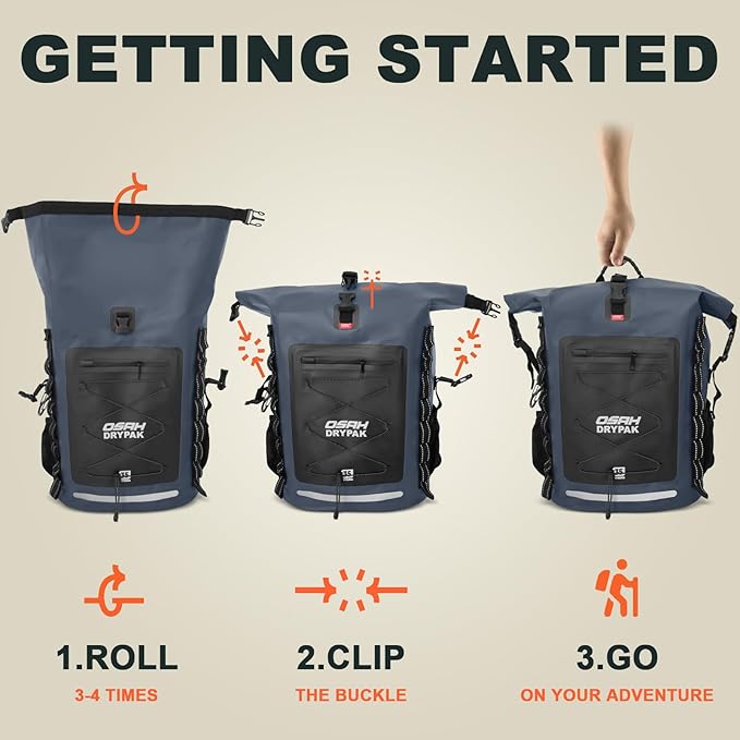 Waterproof Backpack Dry Bag 35L/55L – Heavy Duty Roll-Top Hiking Backpack Sack Keeps Gear Dry for Travel, Kayaking, Boating, Camping, Rafting and Fishing
