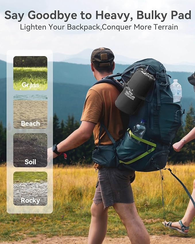 Hikenture Double Sleeping Pad for Camping, 4" Extra-Thick Camping Mattress 2 Person, Inflatable & Ultralight Sleeping Mat for Backpacking, Hiking (Grey Foot Pump, Full XL)