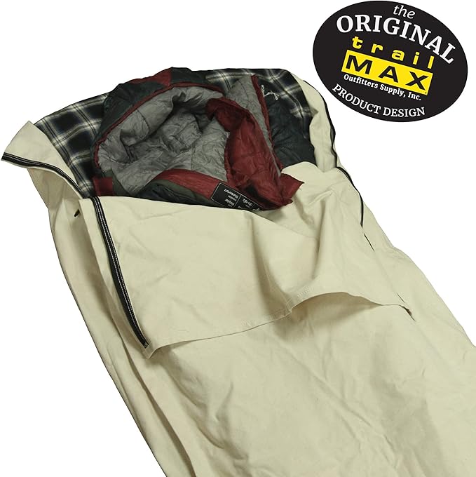 TrailMax Canvas Cavalry-Style Cowboy Bedroll; Premium Lined Sleeping Bag Cover; Durable 12oz Canvas; Comfy Flannel Liner; Winter Camping Sleeping Bed Roll; Cowboy Bed Roll for Camping