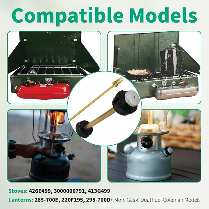 SUNJIKA Camping Stove&Lantern Comprehensive Repair Kit for Coleman Lantern Parts with Coleman Dual Fuel Stove.Check Valve,Air Stem Assembly(200-6381),Universal Plunger Pump Metal Part(242j5201)