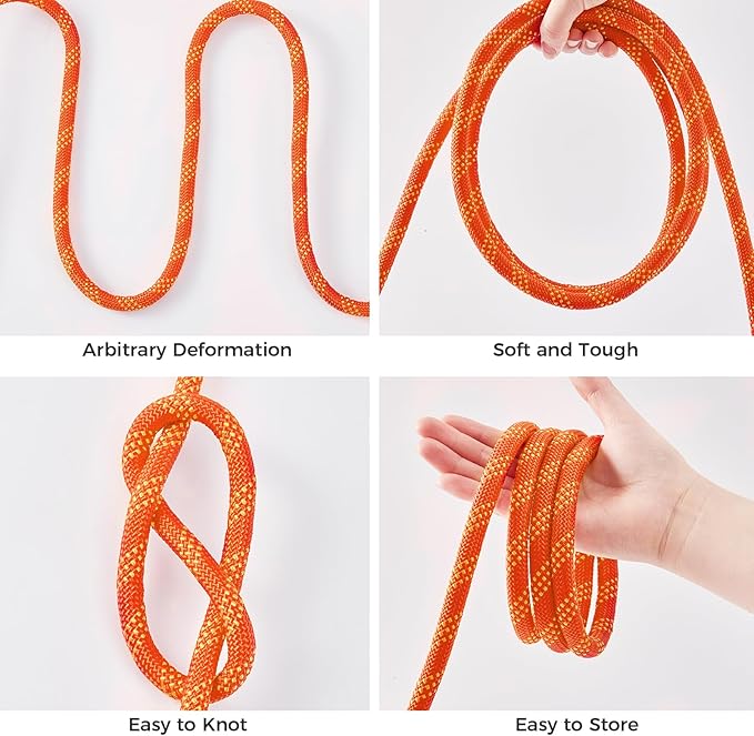 3/8 Inch 120ft Double Braided Polyester Arborist Rope, Heavy Duty Nylon Rope for Anchor, Tree Work, Cargo, Pulling, Sailing(Orange)