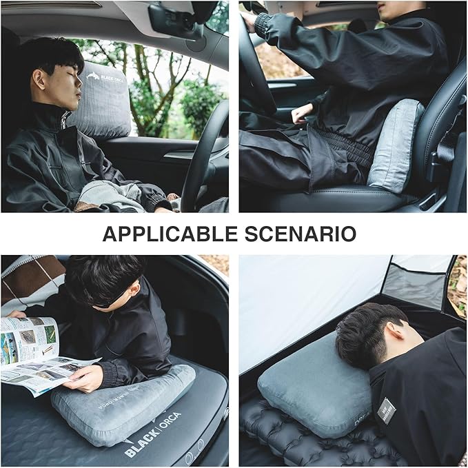 Camping Pillow, Memory Foam Travel Pillow with Portable Bag, Travel Pillows for Sleeping Hiking Pillow for Car Camping, Airplane, Backpacking