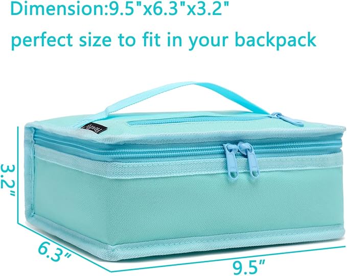 FlowFly Small Insulated Lunch box Portable Soft Bag Mini Cooler Thermal Meal Tote Kit with Handle for Work & School, Light Blue