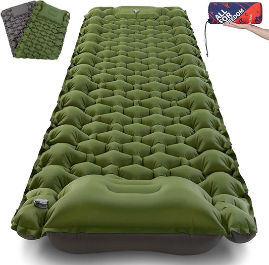 AKSOUL Sleeping Pad Camping Mat: Self Inflating Ultralight & Compact Air Mattress, Connectable Lightweight Inflatable Pad with Built-in Foot Pump for Camping, Hiking, Backpacking