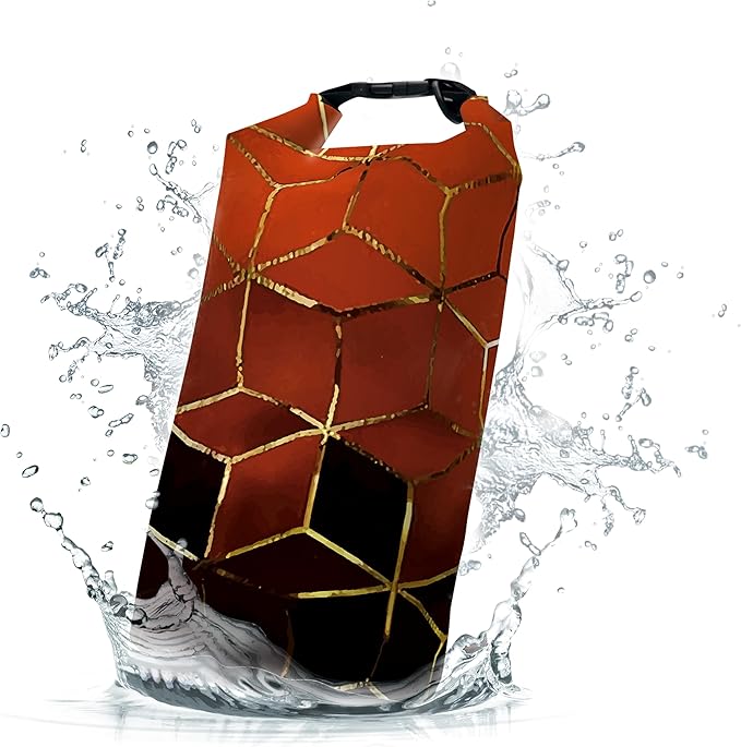 Waterproof Dry Bag,Roll Top Geometric Ombre Waterproof Backpack 5L/10L/20L Floating and Lightweight Bags for Kayaking, Boating, Fishing, Swimming and Camping