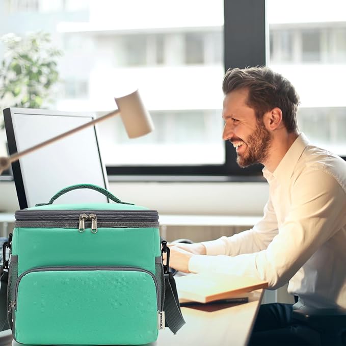 Insulated Lunch Bag for Adult/Women/Men, Reusable Large Lunch Box Cooler Soft Tote, Thermal Meal Prep Lunch Pail with Adjustable Shoulder Strap for Picnic/School/Travel/Office, Green