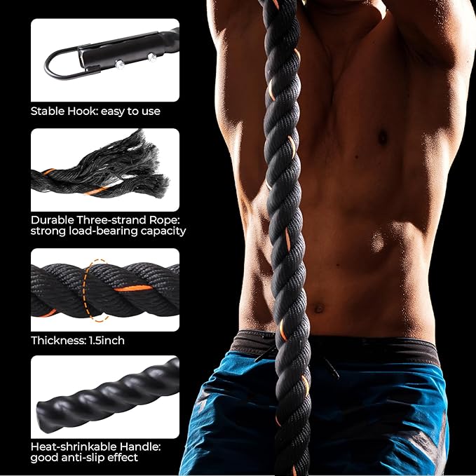 Climbing Rope Gym Climbing Rope for Fitness and Strength Training, Rock Climbing and Home Workouts Adult Climbing Rope Kids Outdoor Climbing Rope or Home Indoor Climbing Rope