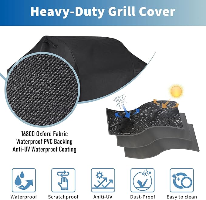 Grisun 7131 Grill Cover 65 Inch for Weber Genesis II 4 Burner and LX 400 Series, Genesis E310 Grill, Waterproof Barbecue Cover for Weber Summit 400 Series and Genesis II 410, 435, 440, UV-Resistant