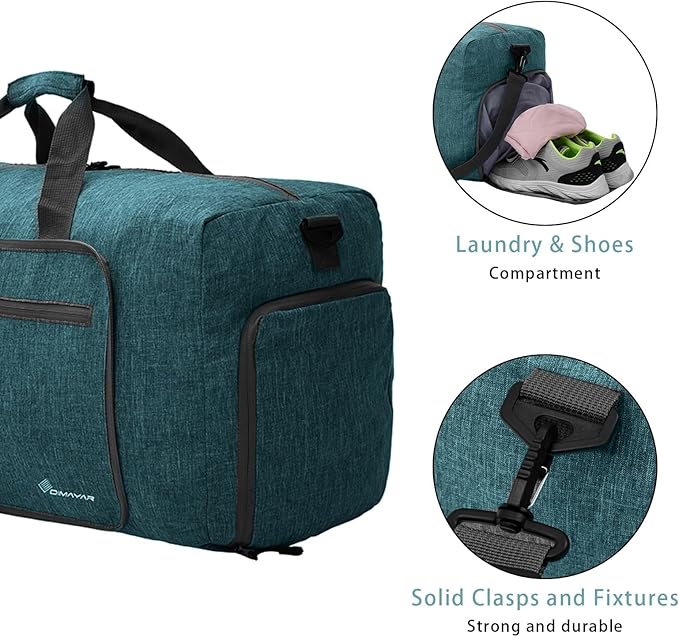 Dimayar 115L Travel Duffle Bag for Men Women - Foldable Duffel Bag with Shoes Compartment - Overnight Bags Waterproof & Tear Resistant(Green)