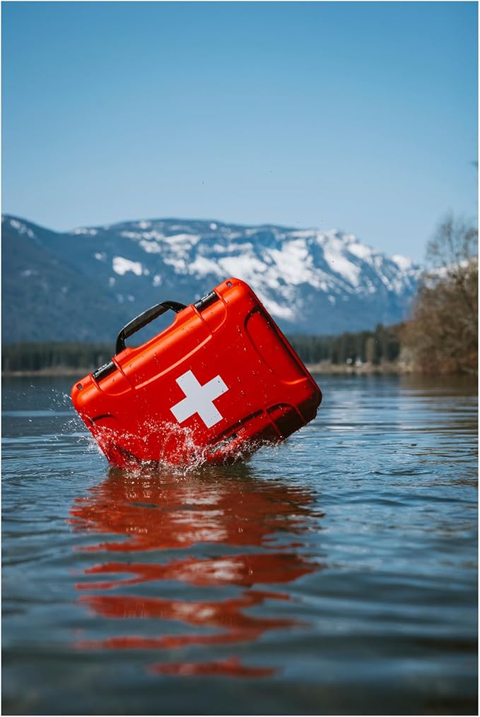 NANUK 903 Waterproof First Aid Box Empty – Durable, Medical First Aid Organizer Case, IP67-Rated, Dustproof, Impact-Resistant, and Floats (7.4" x 4.9" x 3.1") – Red