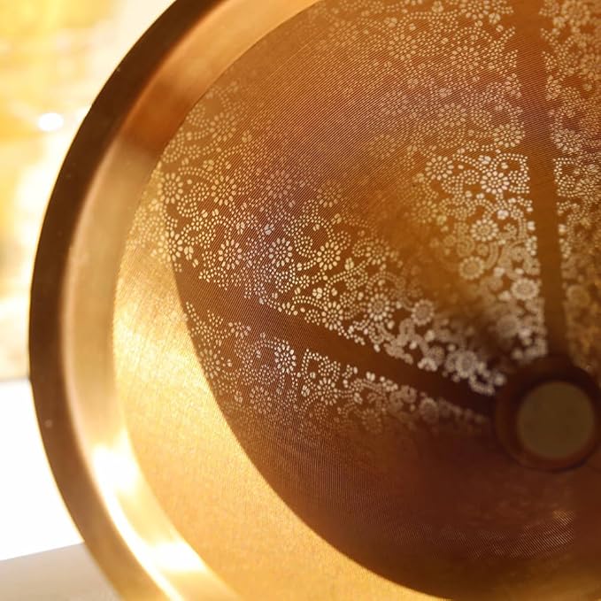 ATHIA Golden Reusable Stainless Steel Pour Over Coffee Dripper, Laser-etched Double mesh Cone Filter, Paperless, Eco-friendly, Fits Hario, Chemex, carafes & Most Coffee Makers (Rose Golden, Cone)