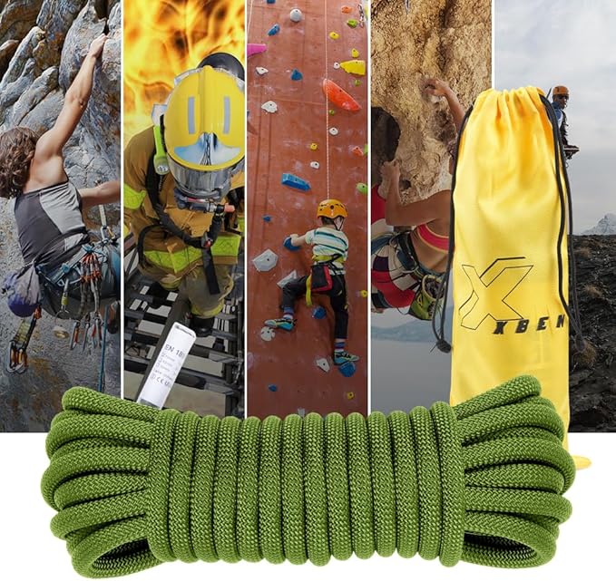 X XBEN Outdoor Climbing Rope 10M(32ft) 20M(64ft) 30M(96ft) 50M(160ft) 70M(230ft) 152M(500FT) 352M(1000FT) Static Rock Climbing Rope for Escape Rope Ice Climbing Equipment Fire Rescue Parachute