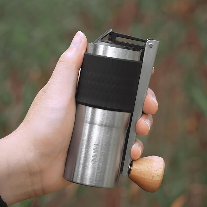 Pour Over Coffee Maker Set - All-in-1 Portable Manual Coffee Grinder With Stainless Steel Conical Burr, Collapsible Silicone Coffee Dripper, Gooseneck Kettle