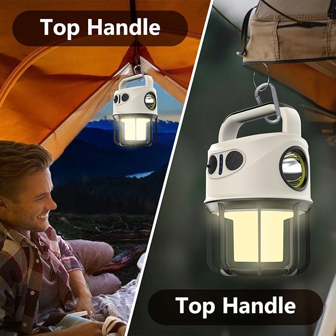 LED Camping Lantern Rechargeable, Portable LED Battery Powered Camping Light, Waterproof Tent Light with 6 Light Modes, 2400mAh Power Bank Lantern Flashlight for Hiking, Hurricane Emergency