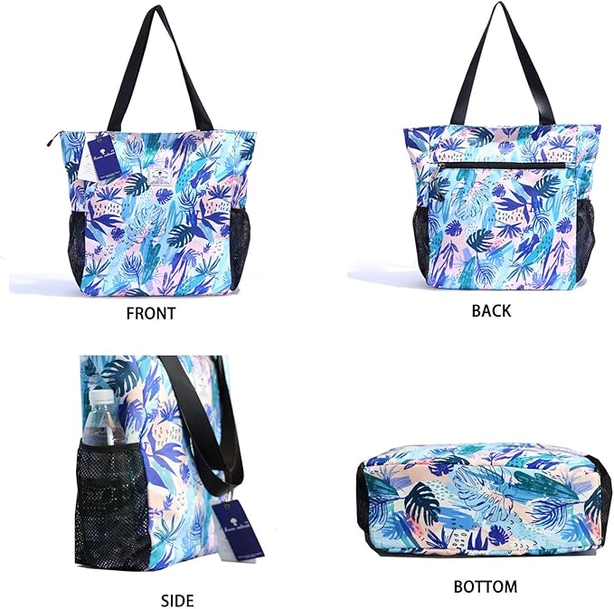 ESVAN Original Floral Water Resistant Large Tote Bag Shoulder Bag for Gym Beach Travel Daily Bags Upgraded