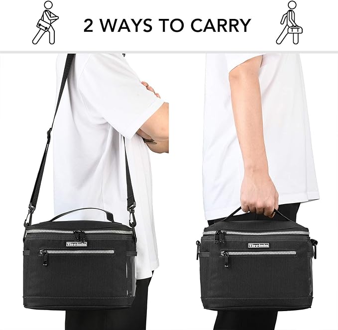 Tirrinia Insulated Lunch Bag for Women Men, Leakproof Thermal Reusable Lunch Box Tote for Adult by Tirrinia, Lunch Cooler for Office Work, Dark Grey