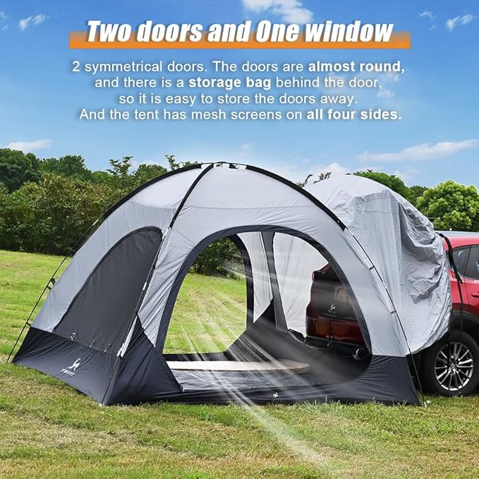 MC TOMOUNT SUV Tent 10ft*10ft*7ft Universal for SUV/CUV/Cars with Rainfly & 2 Doors for Camping Family Camping