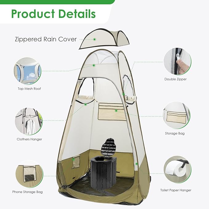 Portable Privacy Tent - Pop Up Shower & Changing Room for Outdoor Camping