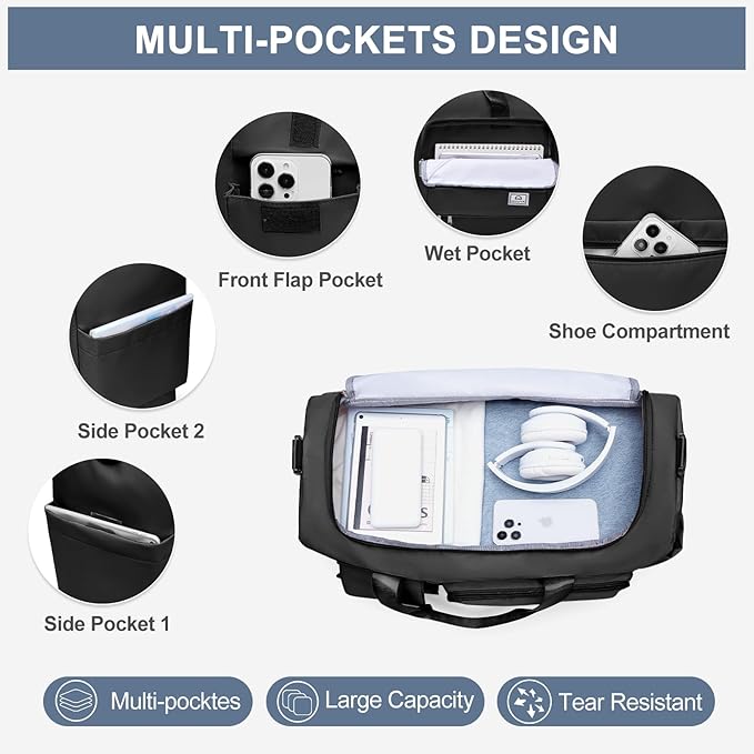 Small Gym Bag for Women, Travel Duffle Bag Carry On Weekender Bag with Shoe Compartment