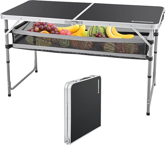FUNDANGO Small Folding Table, Portable Lightweight Picnic Foldable Card Tables with Carry Handle for Outdoor Hiking BBQ Beach Backyard