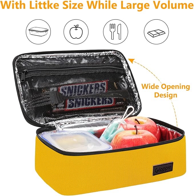 Gloppie Mini Lunch Box Small Kids Lunch Bag Compact LunchBox Bag, CPC Certified | Child-Safe Materials, Insulated LunchBag Reusable Sandwich Containers Snack Box, Yellow