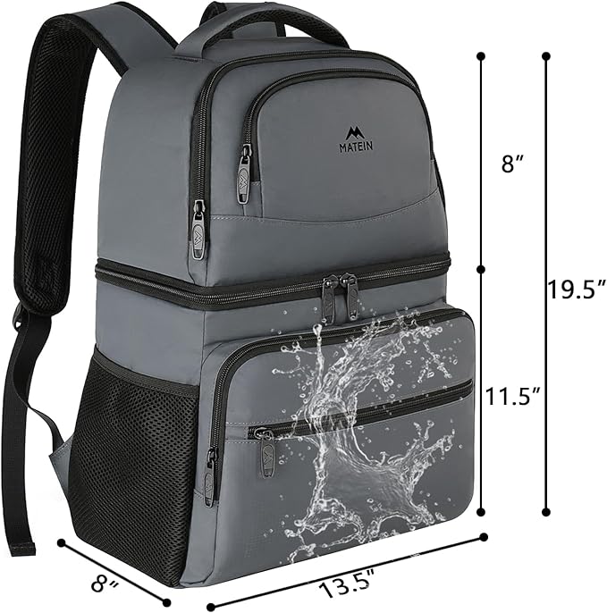 MATEIN Cooler Backpack, 26 Cans Insulated Lunch Backpack for Men Women, Leakproof Double Layer Lunch Cooler Bag Lightweight Soft Lunch Backpack with Cooler Compartment, Beach Camping Hiking Beer Gifts
