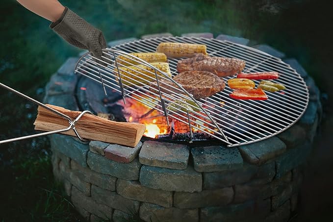 only fire BBQ Solid Stainless Steel Rod Foldable Cooking Grates for Grill, Fire Pit, 36-inch