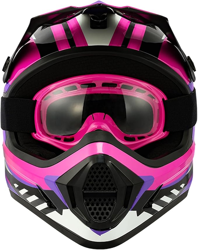 TCT-MOTORPARTS DOT Youth Kids Motocross ATV Full Face Helmets for Offroad Street Dirt Bike Go-Kart BMX MX Rose Red X-Large
