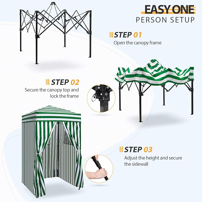 EAGLE PEAK Flex Ultra Compact 4x4 Pop-up Canopy, Sun Shelter, Changing Room, Portable Privacy Canopy Cabana for Pool, Fashion Photoshoots, or Camping, 4x4 ft, Green/White