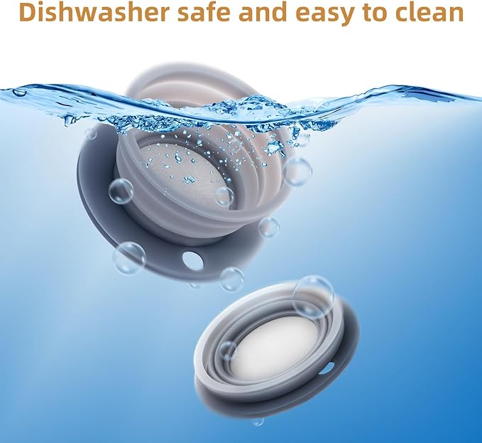 Set of 2 Paperless Collapsible Travel Pour Over Coffee Dripper Kit - Silicone Travel Pour Over Coffee Maker Camping - Collapsible Coffee Filter with Stainless Steel Filter (Brown+Grey)